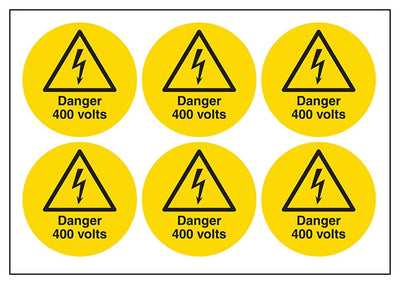 Danger 400 Volts Vinyl Labels On A Sheet