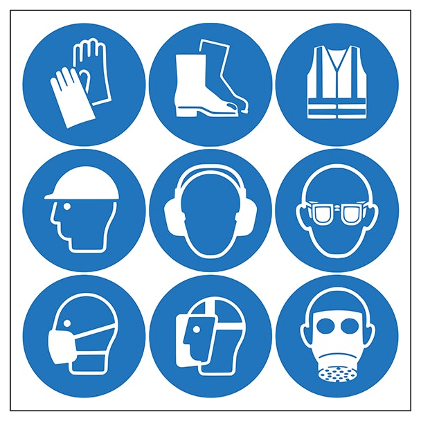 9 Mixed Ppe Vinyl Labels On A Sheet