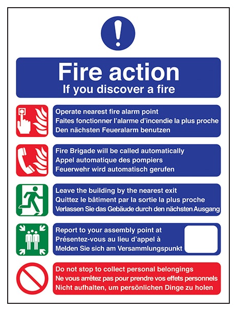 Multilingual Fire Action If You Discover A Fire