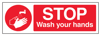 Stop Wash Your Hands Sign - Landscape