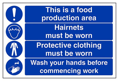 This Is A Food Production Area Sign - Hairnets
