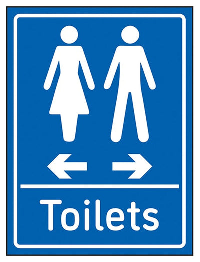 Toilets Arrows Women Left / Men Right Blue Sign