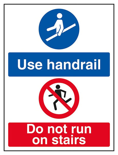 Use Handrail / Do Not Run On Stairs Sign