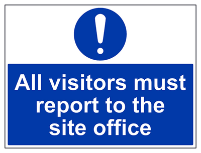 Visitors Report To Site Office Sign - Large Landscape