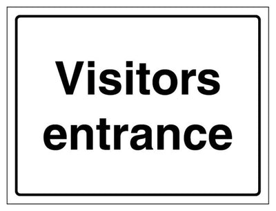 Visitors Site Entrance Sign - White - Landscape