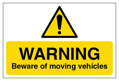 Warning Beware Of Moving Vehicles Sign - Large Landscape
