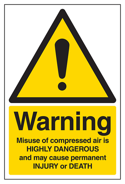 Warning Compressed Air Danger Of Death Sign - Portrait