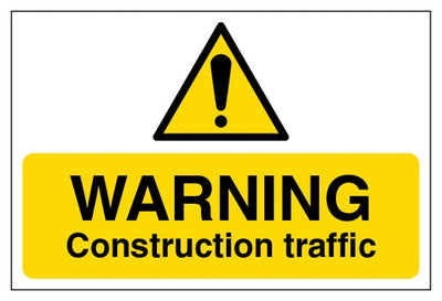 Warning Construction Traffic Sign - Large Landscape