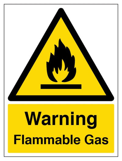 Warning Flammable Gas Sign - Portrait