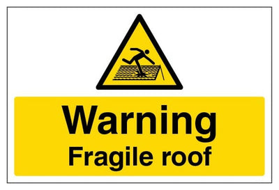 Warning Fragile Roof Sign - Large Landscape