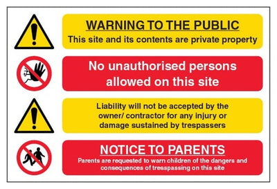 Warning To The Public Sign - Private Property - Large Landscape