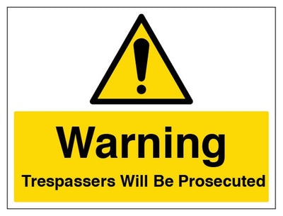 Warning Trespassers Will Be Prosecuted Sign - Large Landscape