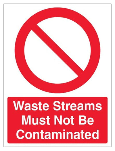 Waste Streams Must Not Be Contaminated Sign - Portrait