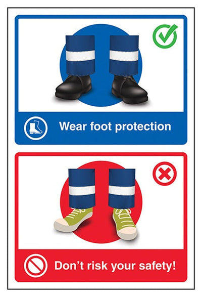 Wear Foot Protection / Don't Risk Your Safety! Sign