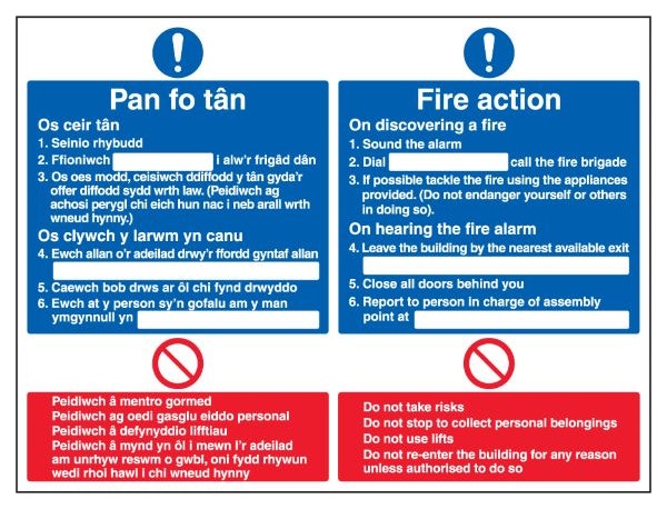 Welsh English Fire Action On Discovering A Fire