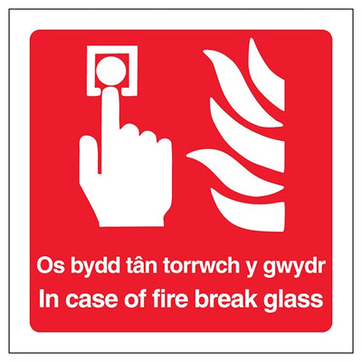 Welsh English In Case Of Fire Break Glass Square