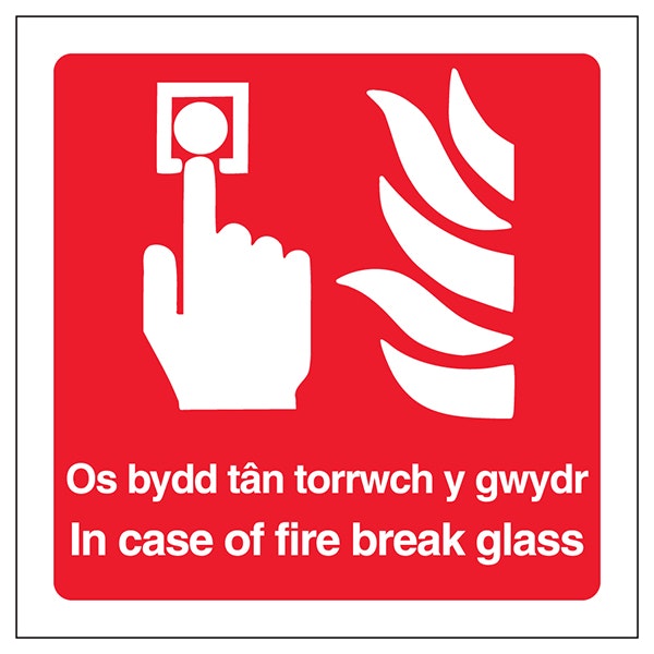 Welsh English In Case Of Fire Break Glass Square