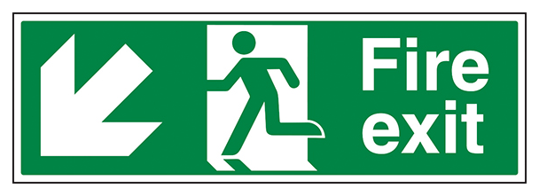 Fire Exit Arrow Down Left