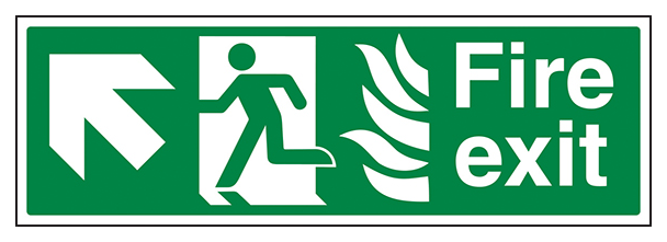 Nhs Fire Exit Arrow Up Left