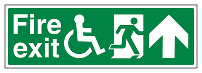 Wheel Chair Fire Exit With Text Arrow Up