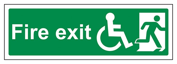 Wheel Chair Final Fire Exit With Text Man Right Landscape