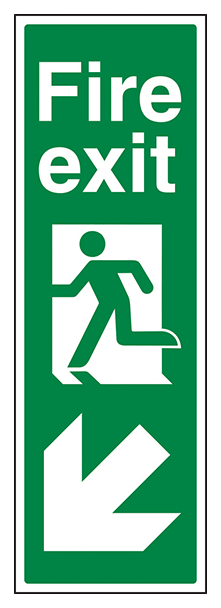Portrait Fire Exit Arrow Down Left