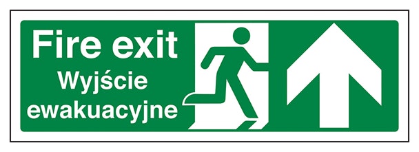 English Polish Fire Exit Arrow Up