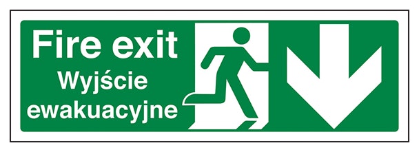 English Polish Fire Exit Arrow Down