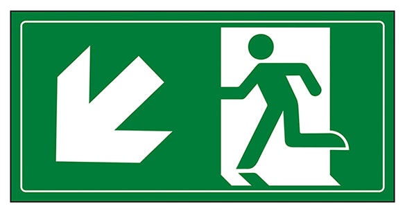 Fire Exit Man Running Down Left