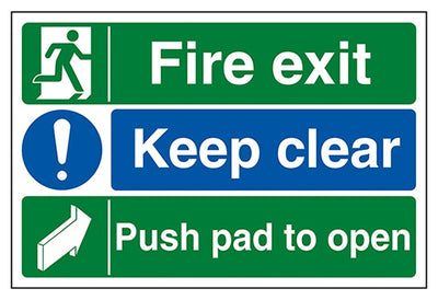 Fire Exit Keep Clear Push Pad To Open