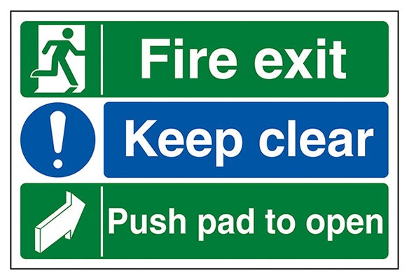 Fire Exit Keep Clear Push Pad To Open