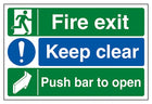Fire Exit / Keep Clear / Push Bar To Open