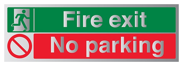 Fire Exit No Parking Aluminium Effect