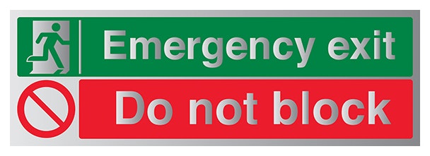 Emergency Exit Do Not Block Aluminium Effect