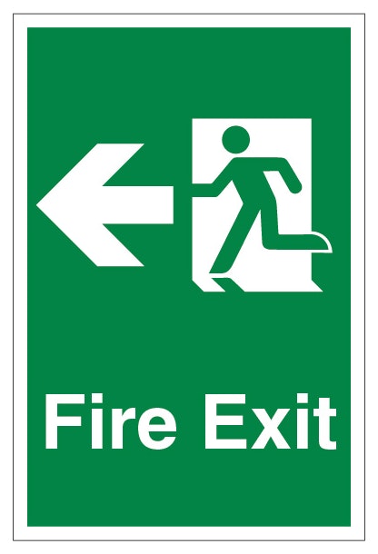 Fire Exit Arrow Left Portrait