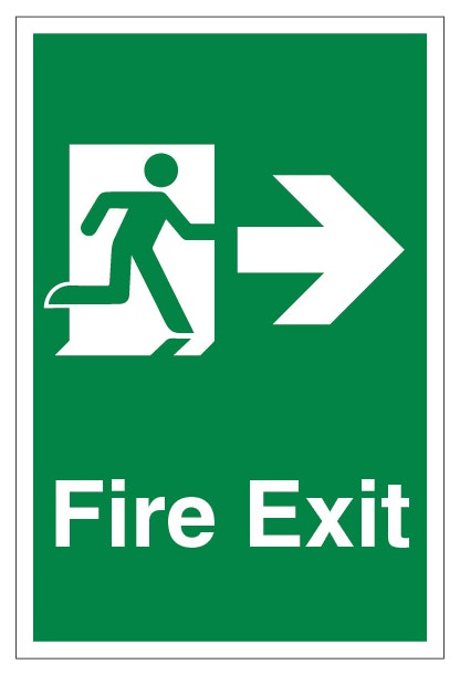 Fire Exit Arrow Right Portrait