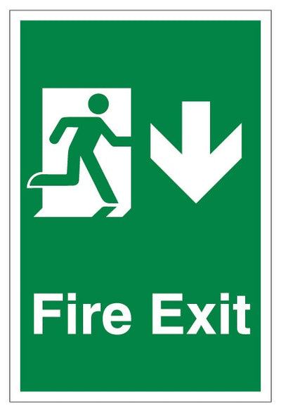 Fire Exit Arrow Down Portrait