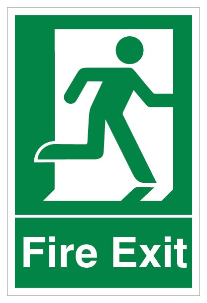 Fire Exit Man Running Right Portrait