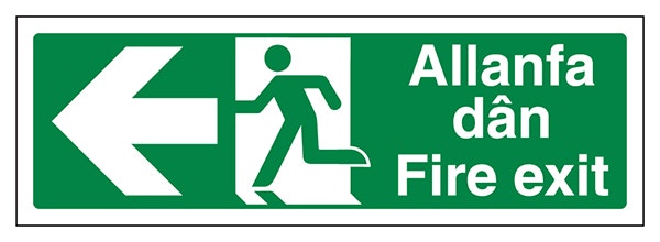 Welsh English Fire Exit Arrow Left
