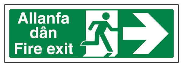 Welsh English Fire Exit Arrow Right