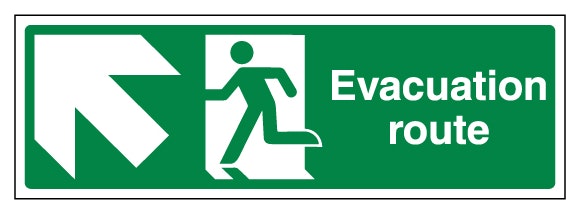 Evacuation Route Arrow Up Left