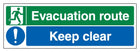 Evacuation Route / Keep Clear