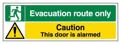 Evacuation Route Only Caution Alarmed Door