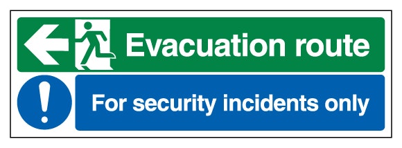 Evacuation Route Arrow Left Security Incidents Only