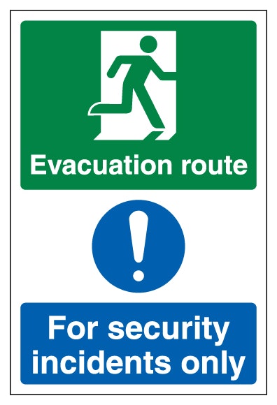 Evacuation Route Right Security Incidents Only Portrait