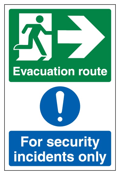 Evacuation Route Arrow Right Security Incidents Only Portrait