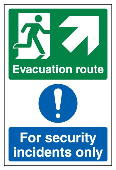 Evacuation Route Arrow Up Right Security Incidents Only Portrait