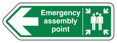 Emergency Assembly Point Arrow Left Shaped Sign