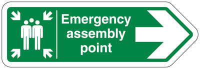 Emergency Assembly Point Arrow Right Shaped Sign