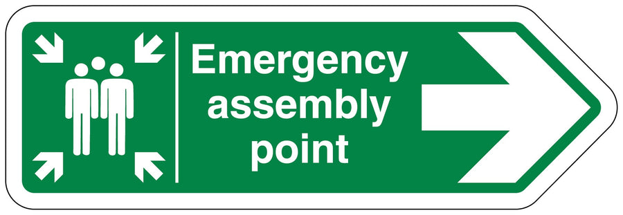 Emergency Assembly Point Arrow Right Shaped Sign